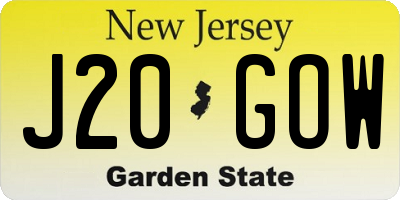 NJ license plate J20GOW