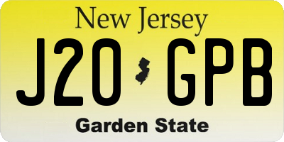 NJ license plate J20GPB