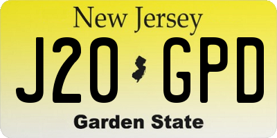NJ license plate J20GPD