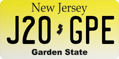 NJ license plate J20GPE