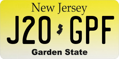 NJ license plate J20GPF