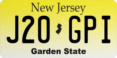 NJ license plate J20GPI