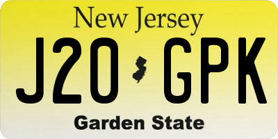 NJ license plate J20GPK