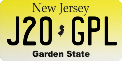 NJ license plate J20GPL