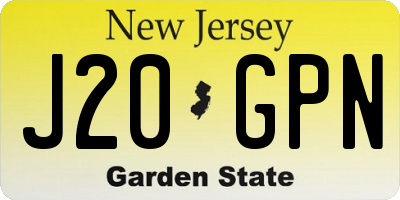 NJ license plate J20GPN