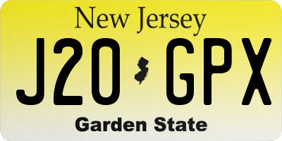 NJ license plate J20GPX