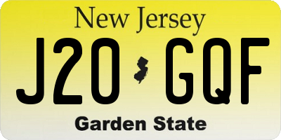 NJ license plate J20GQF