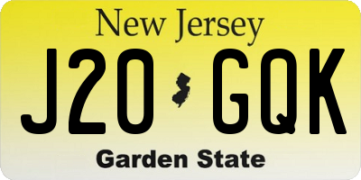NJ license plate J20GQK