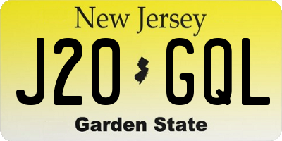 NJ license plate J20GQL