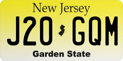 NJ license plate J20GQM