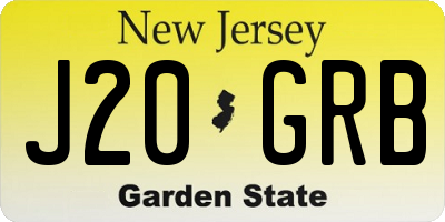 NJ license plate J20GRB