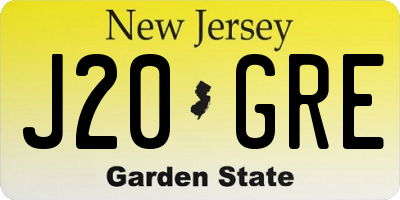 NJ license plate J20GRE