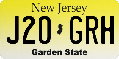 NJ license plate J20GRH