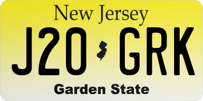 NJ license plate J20GRK