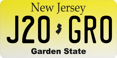 NJ license plate J20GRO