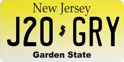 NJ license plate J20GRY