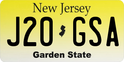 NJ license plate J20GSA