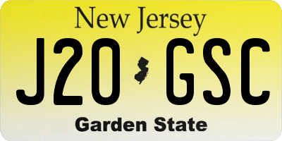 NJ license plate J20GSC