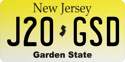 NJ license plate J20GSD