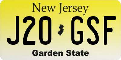 NJ license plate J20GSF