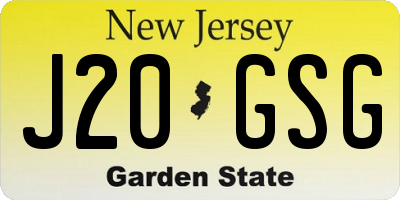 NJ license plate J20GSG