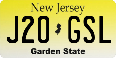 NJ license plate J20GSL