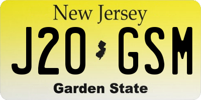 NJ license plate J20GSM