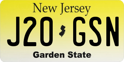 NJ license plate J20GSN