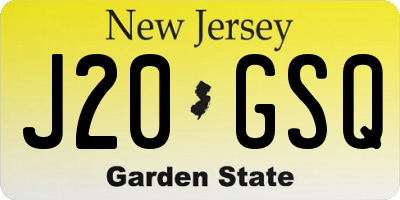 NJ license plate J20GSQ