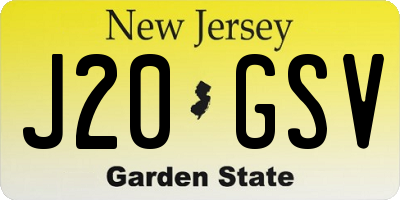 NJ license plate J20GSV