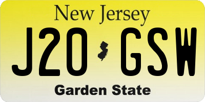 NJ license plate J20GSW