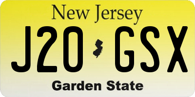 NJ license plate J20GSX