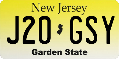 NJ license plate J20GSY