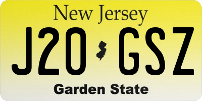 NJ license plate J20GSZ