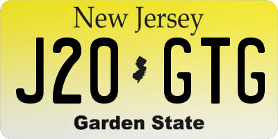 NJ license plate J20GTG