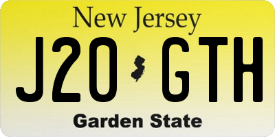 NJ license plate J20GTH