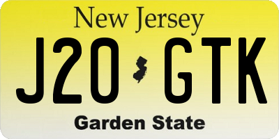 NJ license plate J20GTK