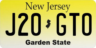 NJ license plate J20GTO