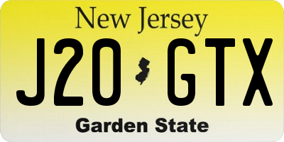 NJ license plate J20GTX