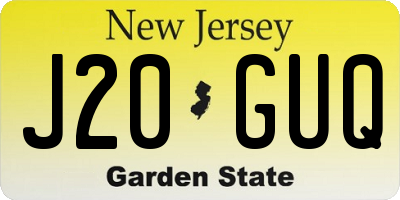 NJ license plate J20GUQ