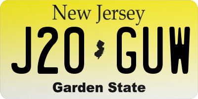 NJ license plate J20GUW