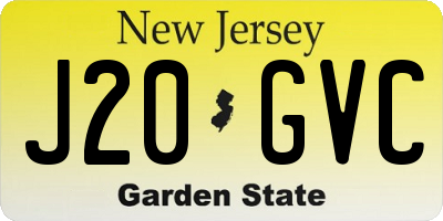 NJ license plate J20GVC
