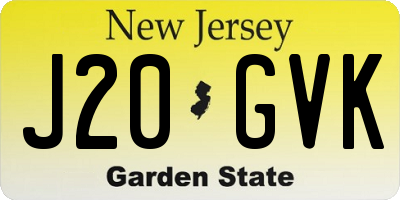 NJ license plate J20GVK