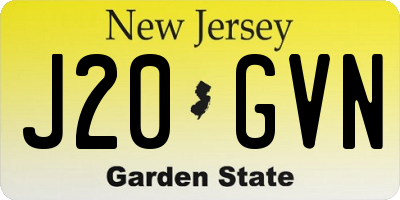 NJ license plate J20GVN