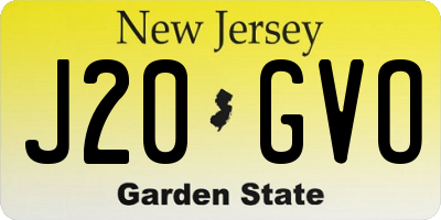 NJ license plate J20GVO