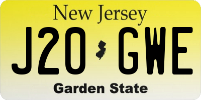 NJ license plate J20GWE