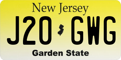 NJ license plate J20GWG
