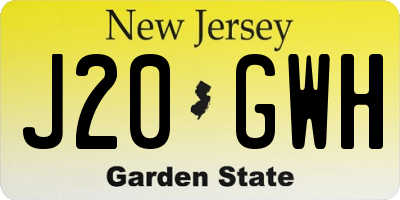 NJ license plate J20GWH