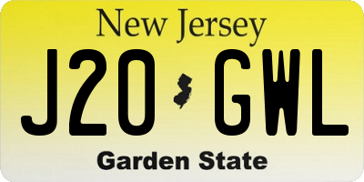 NJ license plate J20GWL