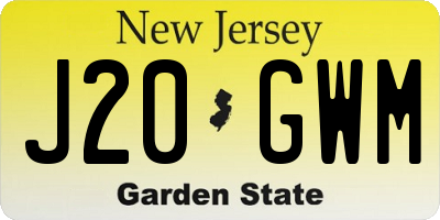 NJ license plate J20GWM